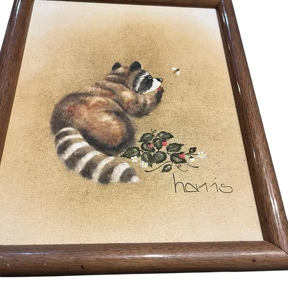 Peggy Harris Raccoon Painting Signed Original 1987 - Picture 2 of 8
